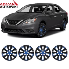 4pcs/set 16''Wheel Rim Cover Hubcaps Black&Blue Lacquer For2013-19 NISSAN SENTRA