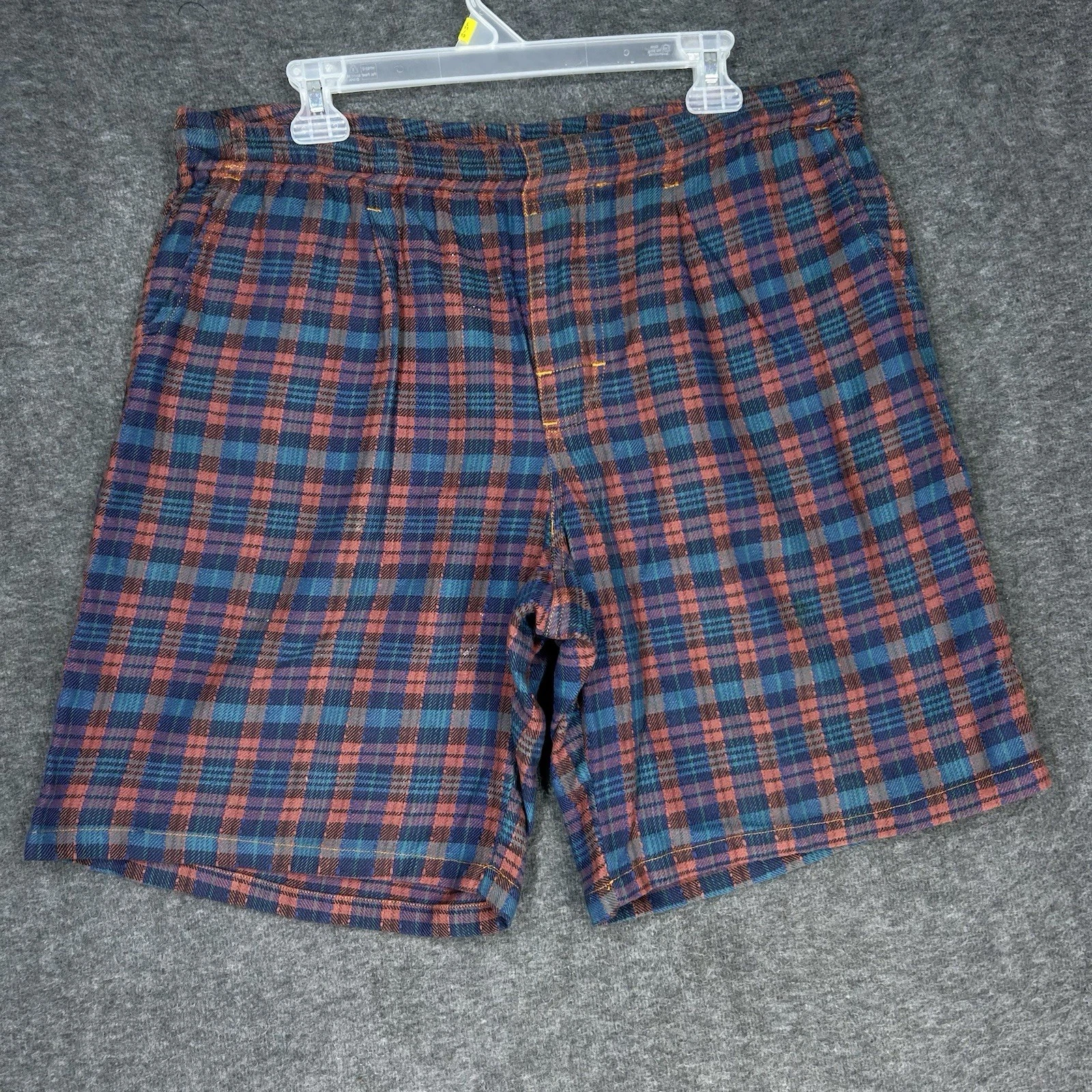 Vintage Quiksilver Shorts Mens L Plaid Skater Surfer Cotton Drawstring 9" inseam