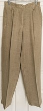Vintage Liz Claiborne Collection Beige Heavy Linen Straight Leg Slacks   Sz 10