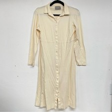 Everlane Pale Yellow Long Sleeve Button Down Shirt Dress Knee Length Womens S