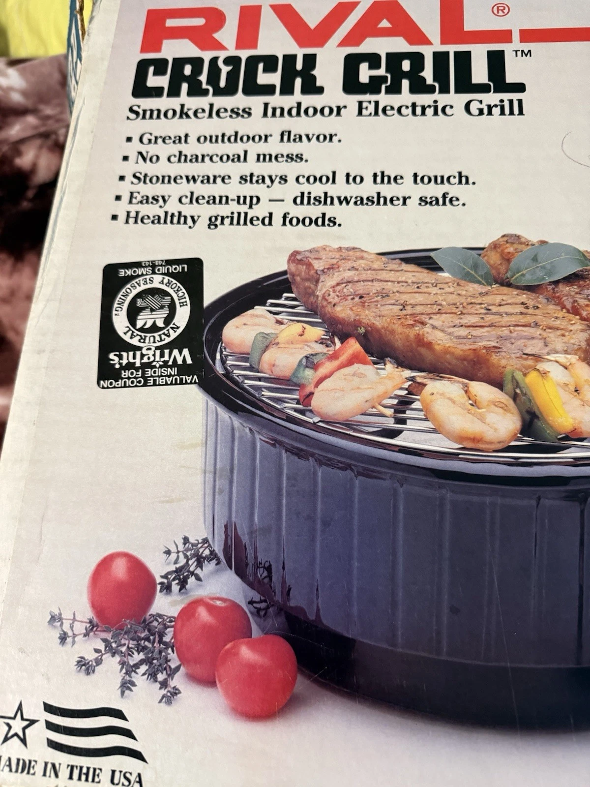 Vintage Rival Crock Grill Model 5150 Smokeless Indoor Electric Grill Stoneware