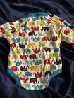 Mud Pie Elephant Long Sleeve One-Piece Romper Blue White Green Cotton 0-3 M — photo 4