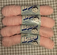 Lot of 7 Vintage Lily Baby Yarn, USA 3 Blue 4 Pink 100% Cotton 35g Each New