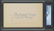 President RONALD REAGAN & Nancy dual-autograph cut | signed - PSA/DNA cert NICE