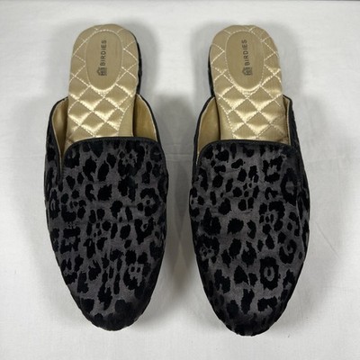 Birdies The Phoebe Leopard Print Velvet Mules Women's Slip-On Quilted Insole 9