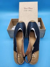 Toni Pons Origens Black Leather Espadrille Wedge Sandals Size 41