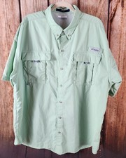 Columbia Shirt Men XL Mint Green Bahama PFG Short Sleeve Omni-Shade FM7047