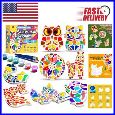 Creative 8-Pc Stepping Stones Painting Kit - Fun and Safe for Young Artists