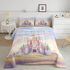 Castle Comforter Set King Size, Glitter Castle Bedding Set Fariy Tale Comfort...