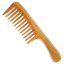 Natural Green Sandalwood Hair Comb - Extra Large Detangler Comb, 100% Natural...