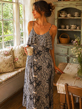 Vanessa Virginia UK 8 Black/White Anthropologie Chiffon Strappy Maxi Dress