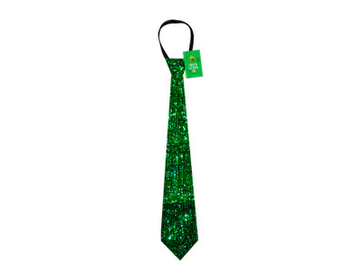 St Patrick's Day Krawatte grün Pailletten 38 cm grün