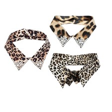 Women Leopard Crystal Detachable Fake Neck Collar Lapel False Tops Shirt Choker