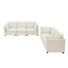 2-Piece Chenille Fabric Upholstered Living Room Furniture Set, Including 3-Seate