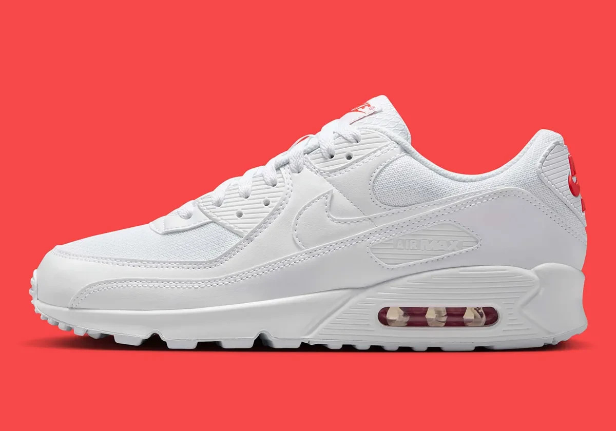Nike Air Max 90 White Light Crimson Red DM0029-118 sz 7 Men's | eBay