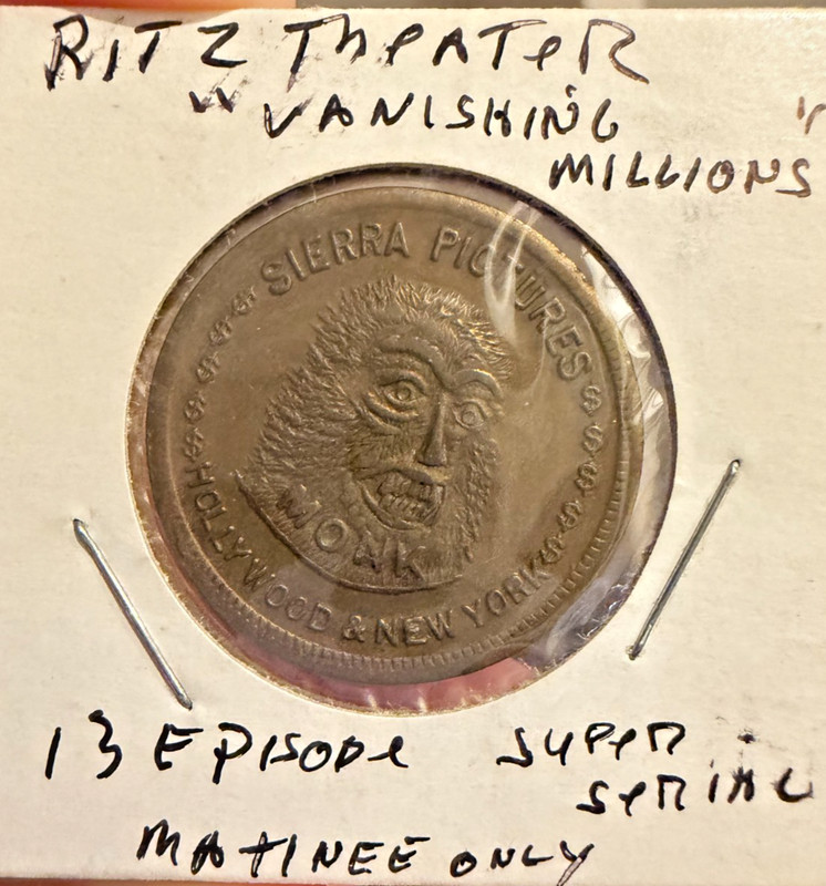 1925 Silent Film 'Vanishing Millions' Ritz Theatre Promo Token — Sierra Pictures