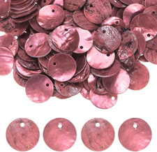 150-Pack Flat round Shell Coin Drop Charm Beads, 15Mm Flat Shell Beads with Hole