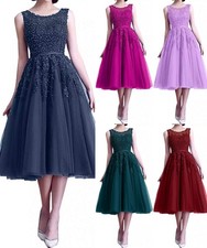 U-Ausschnitt Spitze Abendkleider Partykleider Promkleider Wadenlang A-Linie Rock