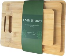 3 Piece Bamboo Cutting Board Set Wood Chopping Boards for Kitchen Meat Veggie