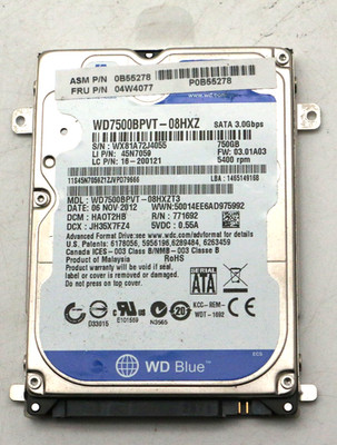WD Blue WD7500BPVT-08HXZ 750GB Festplatte SATA - 5400RPM 2,5 Zoll/PV39