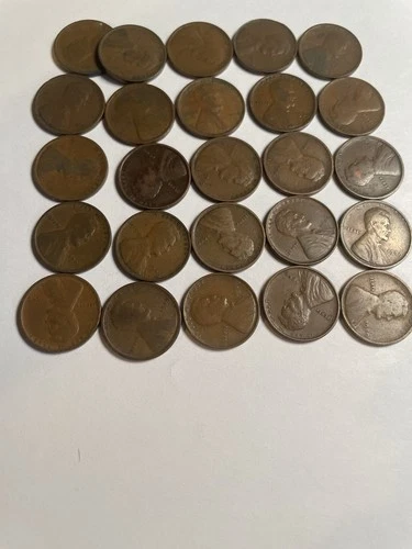 1/2 Roll 1909 Lincoln Wheat Cents Penny Good or Better Condition 25 Coins