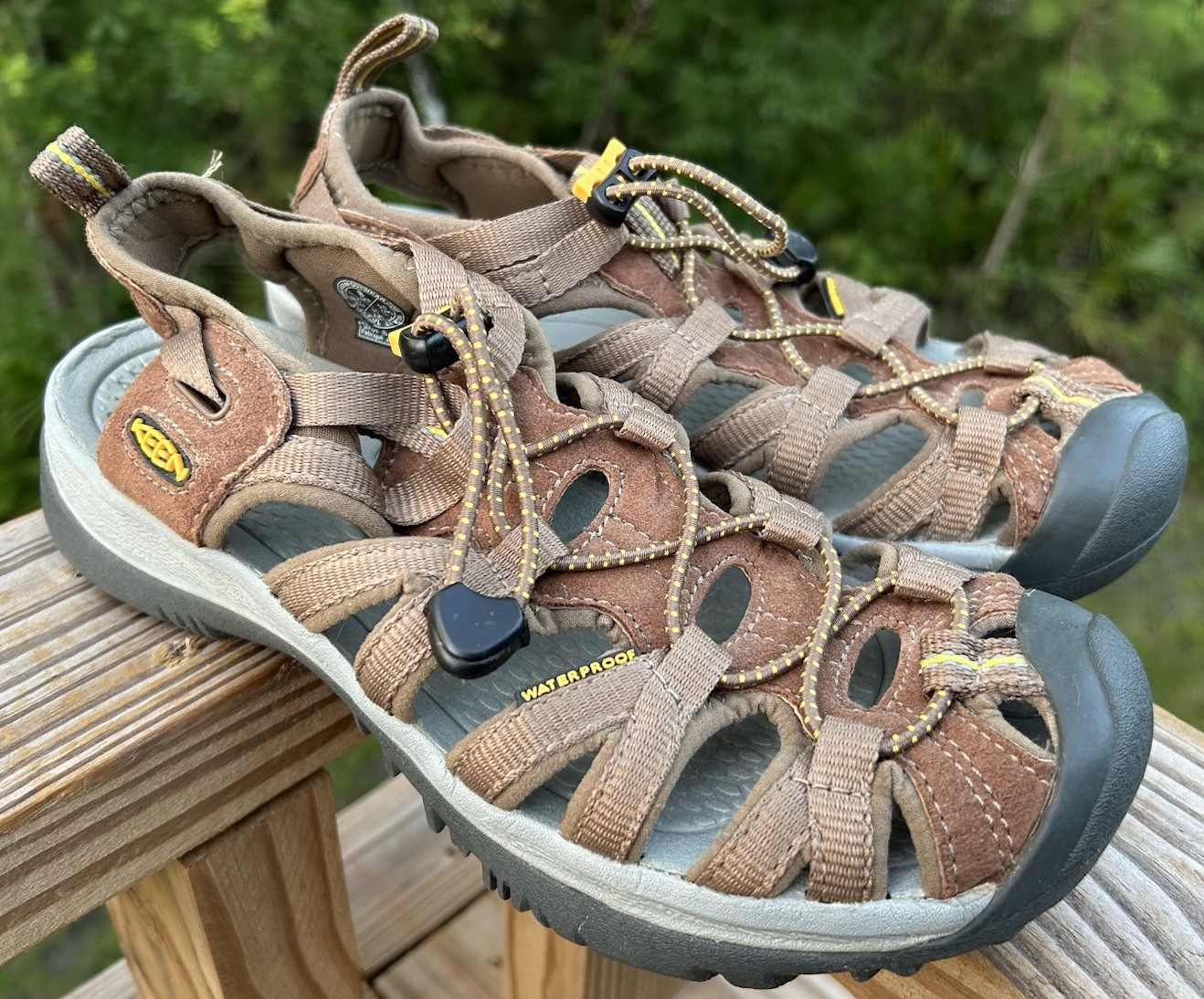 KEEN Sandali Donna Taglia 8 Sussurro Caffè Liquore Giallo Sandalo Escursionismo