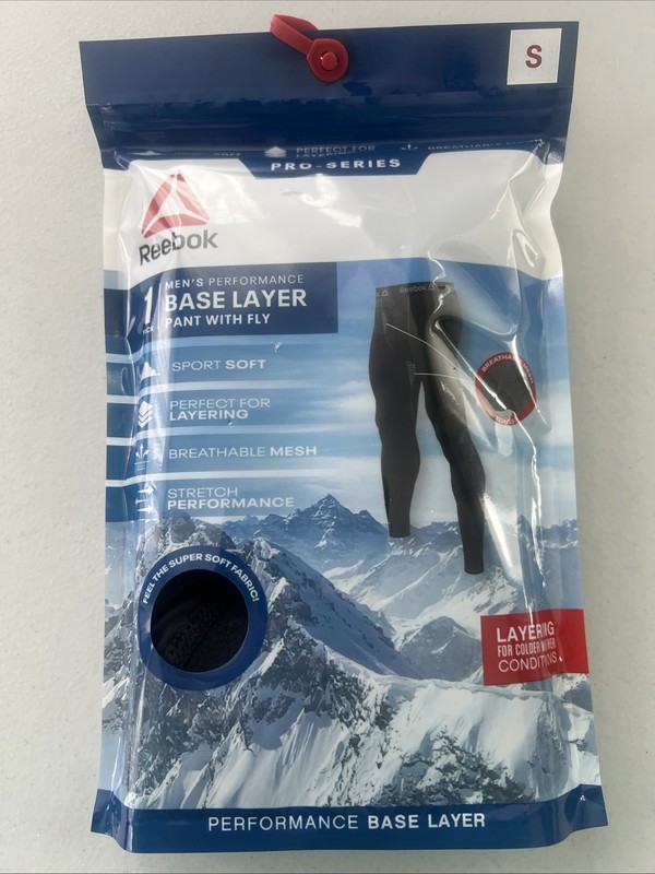 Reebok Pro-Series Men's Performance Base Layer Pant Black S Moisture Wicking