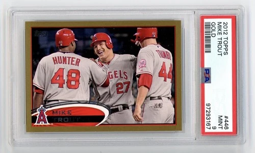 2012 Topps #446 Mike Trout Gold SP /2012 PSA 9 Mint Angels