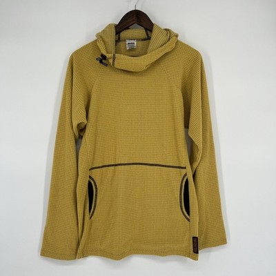 Melanzana Hoodie Men Medium Yellow Micro Grid Fleece Outdoor Gorpcore Shirt Hike