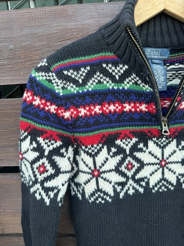 Ralph Lauren Boys Thick Knit Nortic Sweater Half Zip Size 8 - Picture 2 of 5