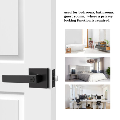 Matt Black Door Lever Privacy Passage Dummy Handle Interior Square Knobs Keyless