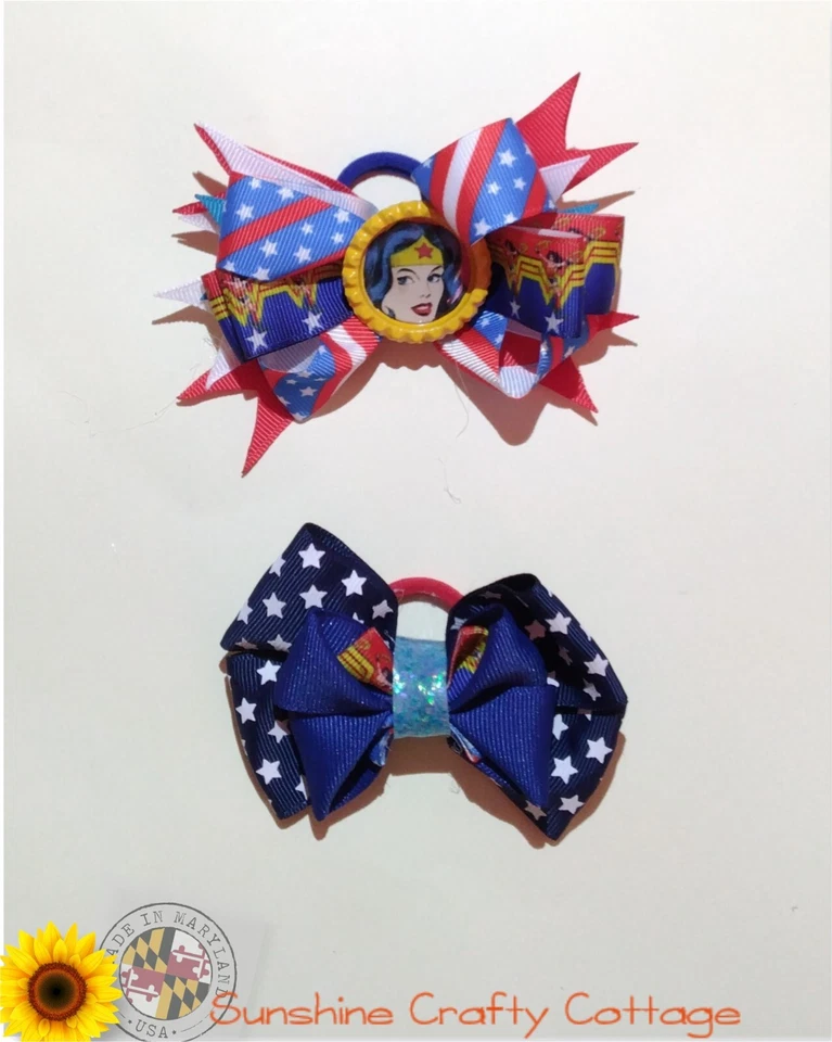Wonder Women Inspired Hair Bow Set or 2 - Image 3 of 4