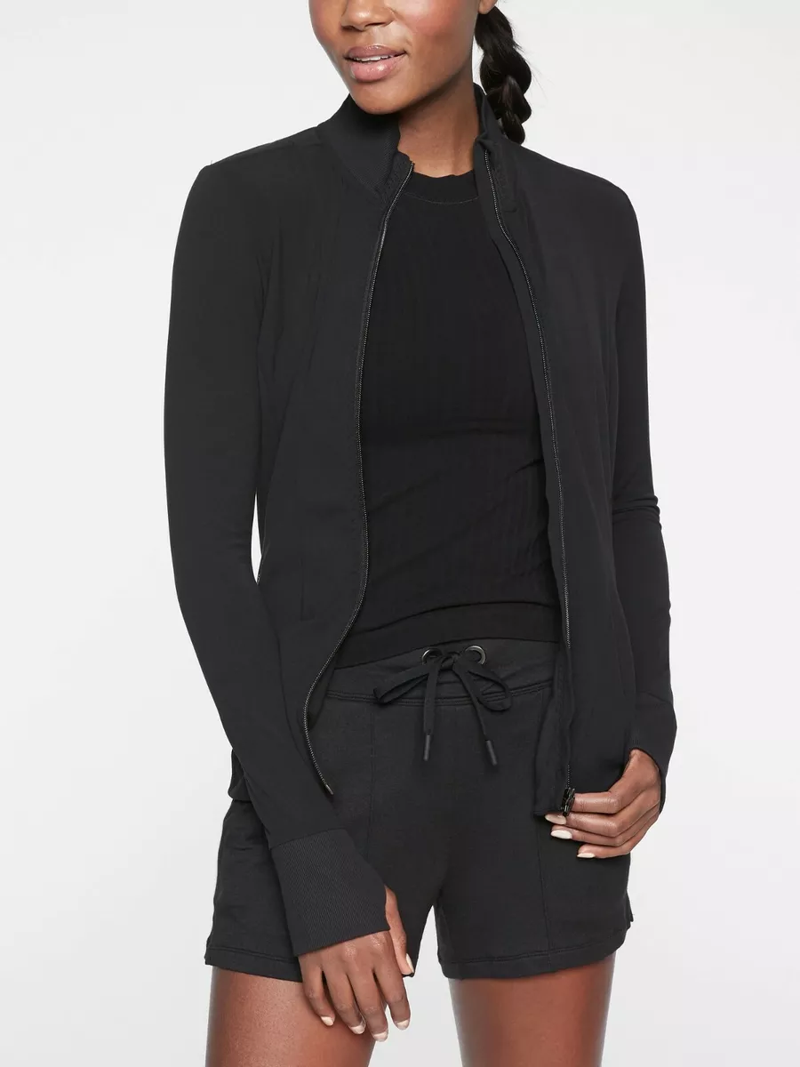 NWT Athleta Shanti Jacket in Powervita, BLACK SIZE M #405475 T0803 | eBay