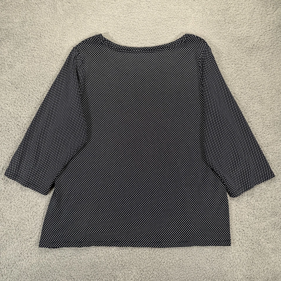 Camisa Tommy Hilfiger para mujer 0X Plus azul blanco lunares cuello redondo manga 3/4 Foto 2 de 4