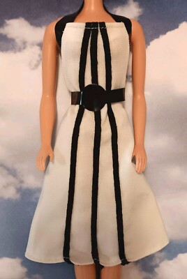 Very Rare Vintage 1977 Barbie Best Buy Black and White Tricot Dress #9961 