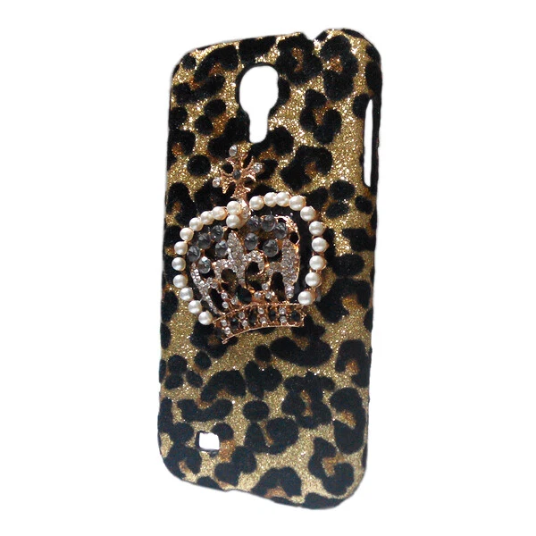 Cover For Phones 3D Bling Luxury Leopard Diamond Pearls Crown Back Hard Case - Image 4 of 4