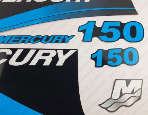 Mercury 150hp Optimax SaltWater outboard engine decals BLUE sticker set - Bild 4 von 7