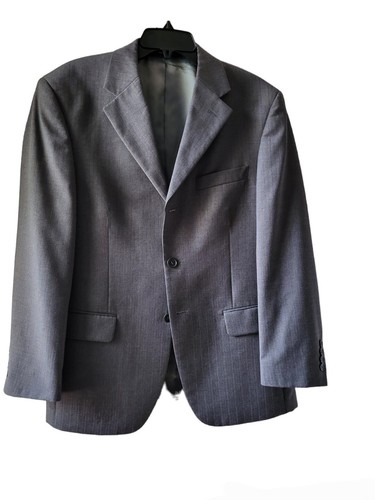 Andrew Fezza Gray Pin Striped Suit 100% Worsted Wool Jacket Size 38SH Pants 32SH - Picture 2 of 18