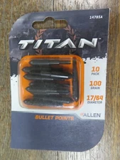 Allen Titan Bullet Points 17/64 Diameter 100 Grain 10 Pack 14785A NEW