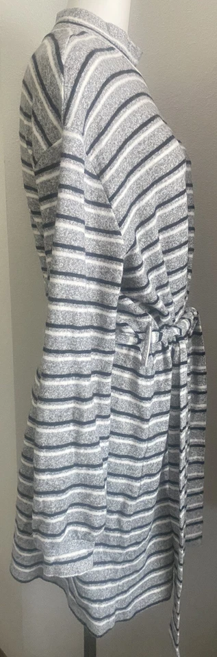 Women’s LG Topshop Gray Striped Fleece Sweater Dress Long Sleeve Tie Size 12 - Изображение 4 из 4