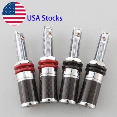 4Pcs Rhodium Long Amplifier Speaker Banana Female Terminal Binding Post Socket