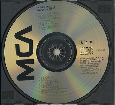 BELINDA CARLISLE Heaven On Earth (1987 U.S. 10 Track CD w/8 Page