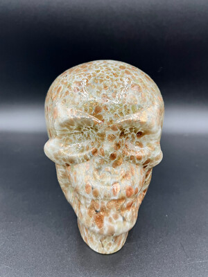 Blown Glass Skull Bronze Gold Copper Flakes Gothic Decor 7  Tall
