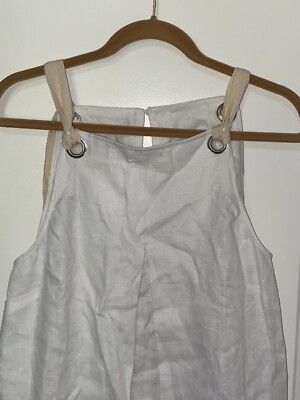 Flo Atelier Handmade White Linen Maxi Dress Tie Straps No Size Pockets Boho  | eBay