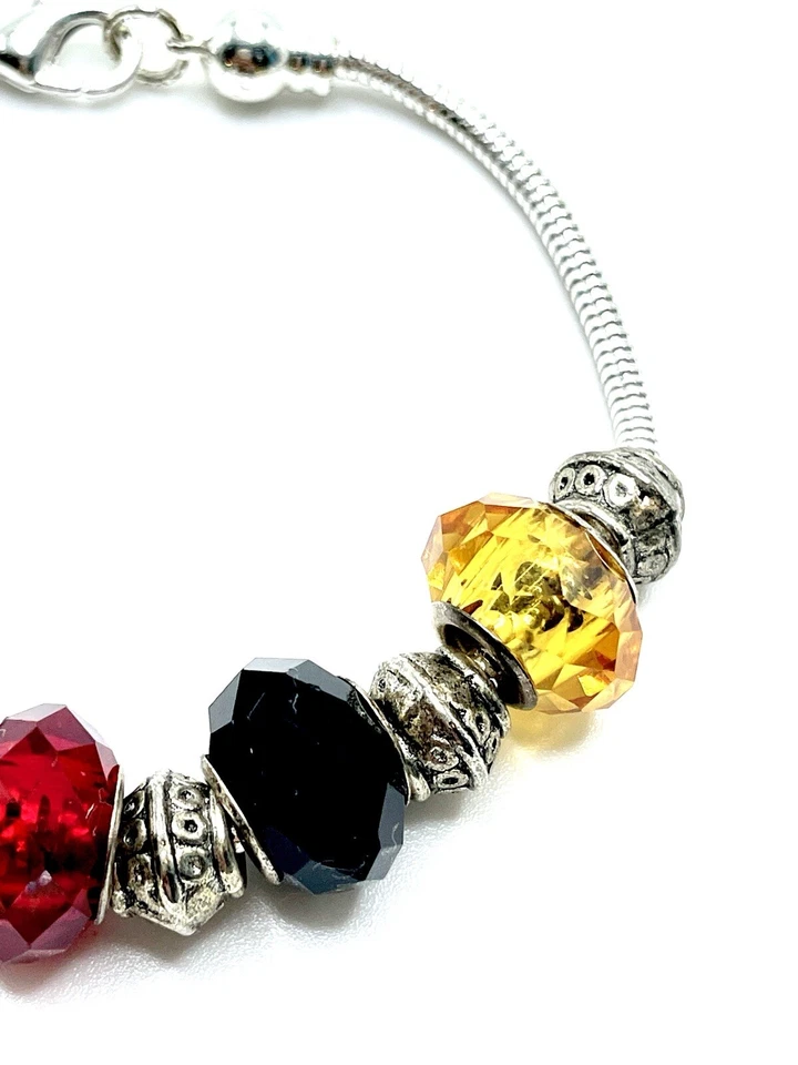 Berloque deslizante prata multicolorido cristal Lucite pulseira corrente cobra luxo glamour - Imagem 4 de 4