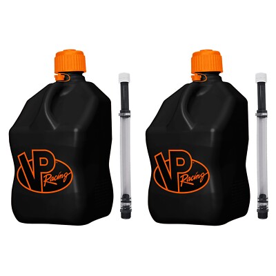 VP Racing Fuels 5 Gallon Utility Jug, Black/Orange w/ 14-Inch Hose, 2 Pack