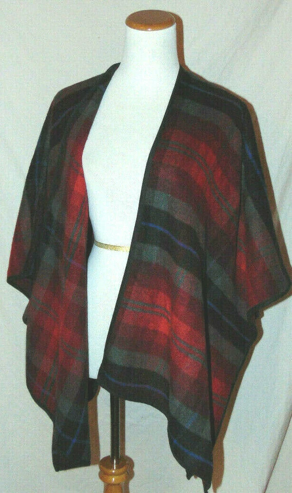 CHAQUETA PONCHO CHAL ABRIGO CAPA MULITi COLOR MEZCLA POLIÉSTER CAPA AZUL MARINO ANTIGUA ~ XS/S Foto 3 de 4