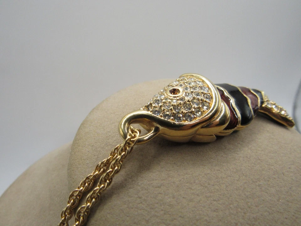 Juego de colgante y cadena de peces articulados firmados Swarovski Swam Foto 4 de 4