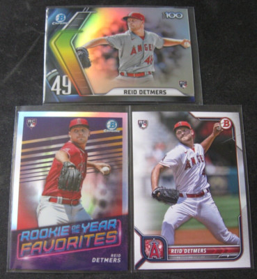 REID DETMERS 3-CARD ROOKIE LOT 2022 Bowman Chrome Top 100/RoY/Base L.A. ANGELS