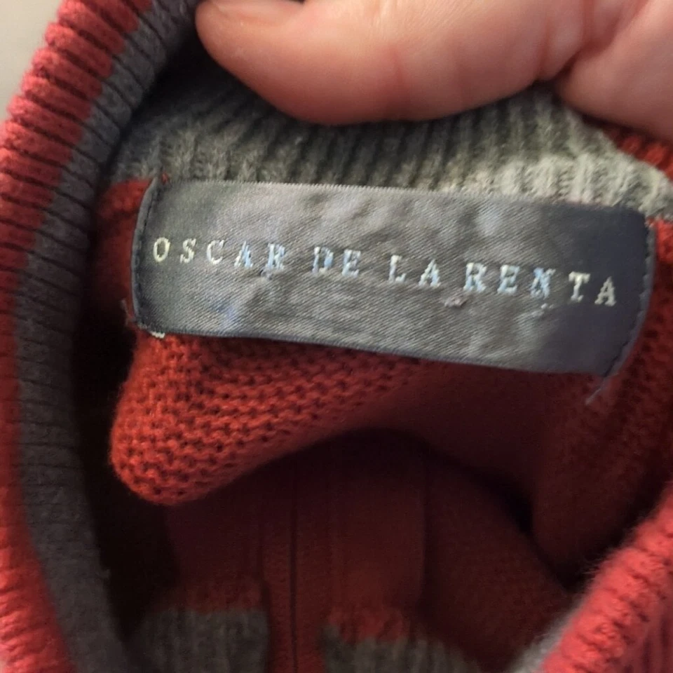 Oscar De La Renta Burnt Orange 1/4 Zip Sweater Size Large - Image 3 of 4